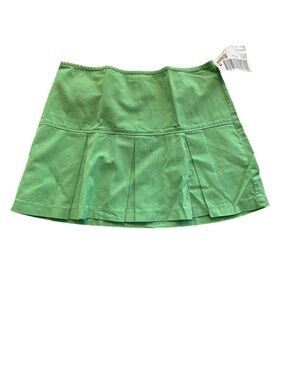 Vintage Benetton Lime Green Mini Skirt Y2K NWT Deadstock 100% Cotton Pleated NOS